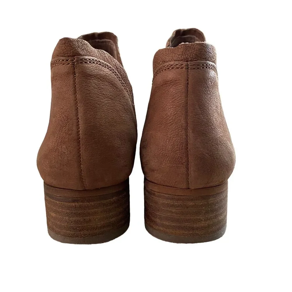 Vince Camuto 6.5 Carlal Ankle Booties Brown Leather Block Heel Boots